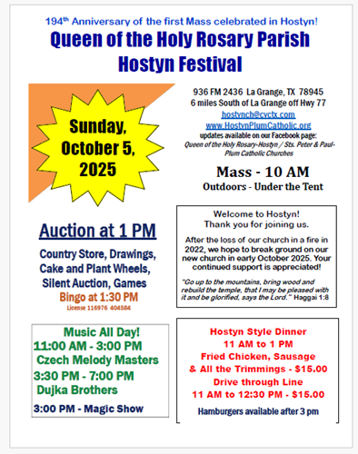 Queen of the Holy Rosary Parish Hostyn Festival (LaGrange)