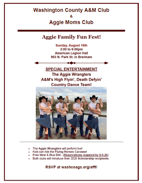 aggie family fun fest aug 16